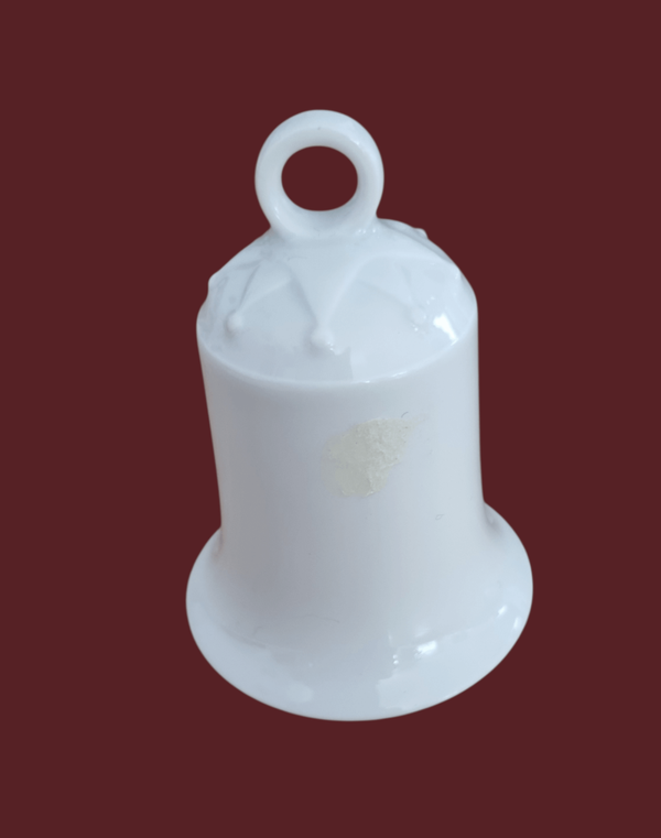 Porzellanglocke weiss mit Relief 8 cm | Einzelstück