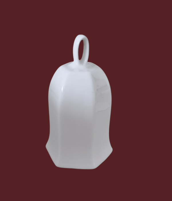Weisse Porzellanglocke sechskant 7,5 cm | Weihnachtsdeko