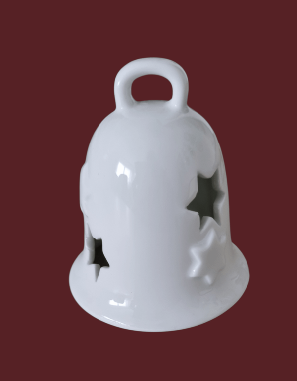 Weisse Porzellanglocke mit Stern-Durchbruch | 8 cm