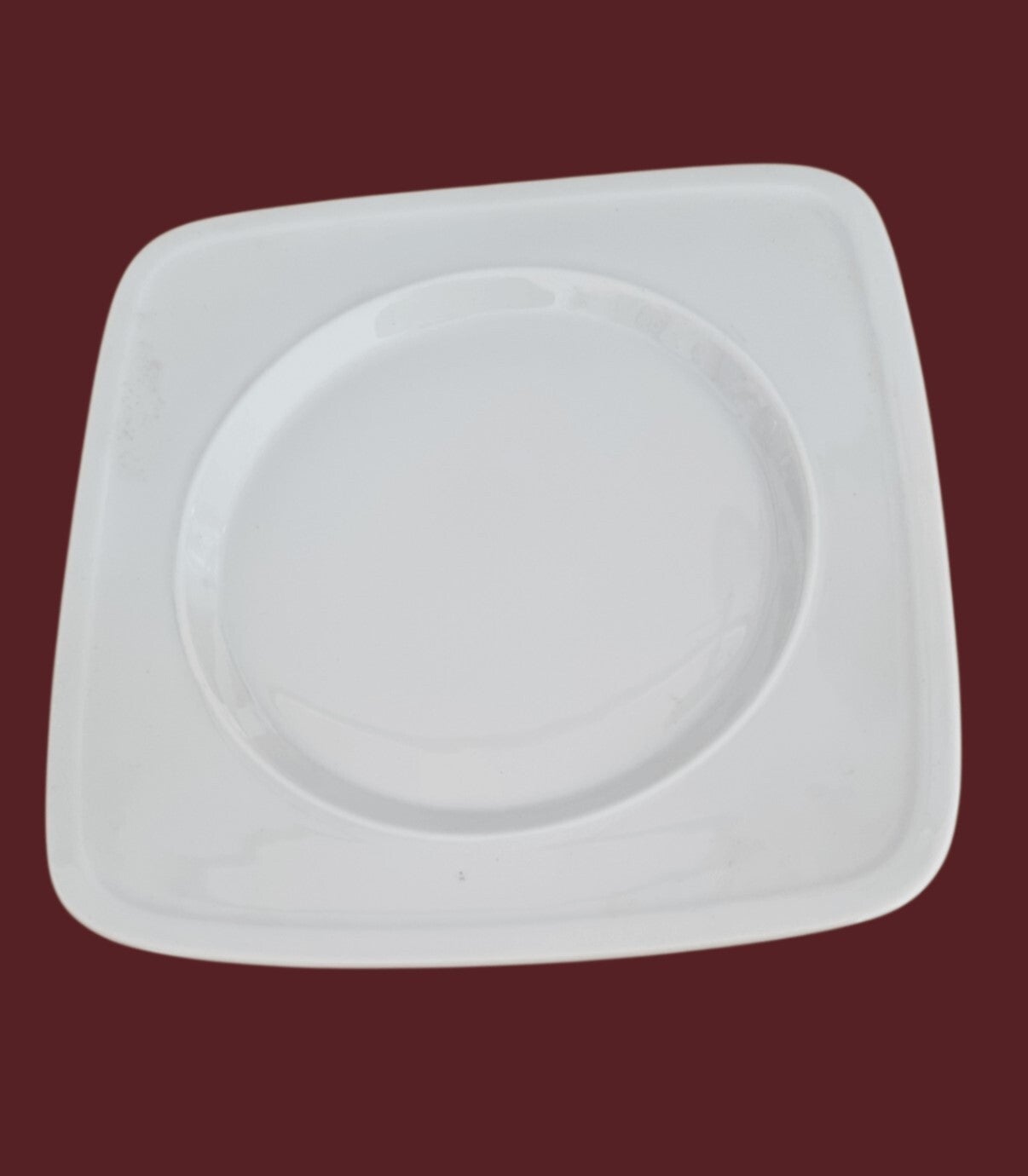 Porzellanteller quadratisch weiß 21,5 cm | Einzelstück