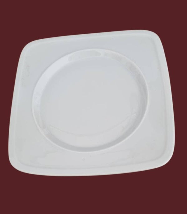 Porzellanteller quadratisch weiß 21,5 cm | Einzelstück