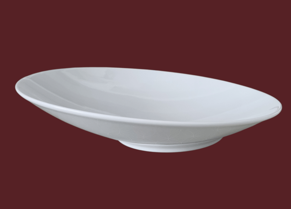 Porzellanteller schräg mit Fuss 30 cm | weiss | modern | limitiert