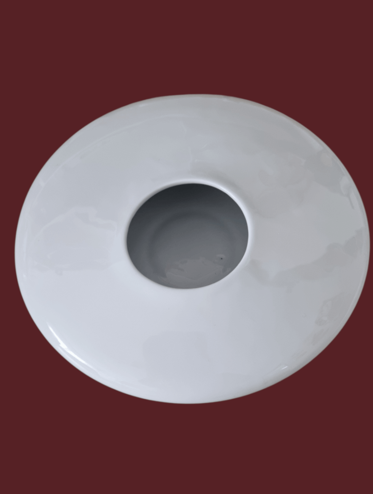 Porzellanvase weiß flach rund 25 cm | moderne Design Vase | Einzelstück