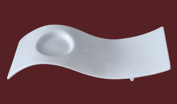 Porzellan Teelichthalter Wellenform weiß 35 cm | große Tischdeko | Einzelstück