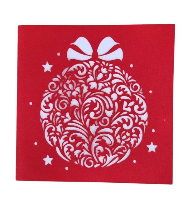 Weihnachtskarte mit filigraner Weihnachtskugel – Rot