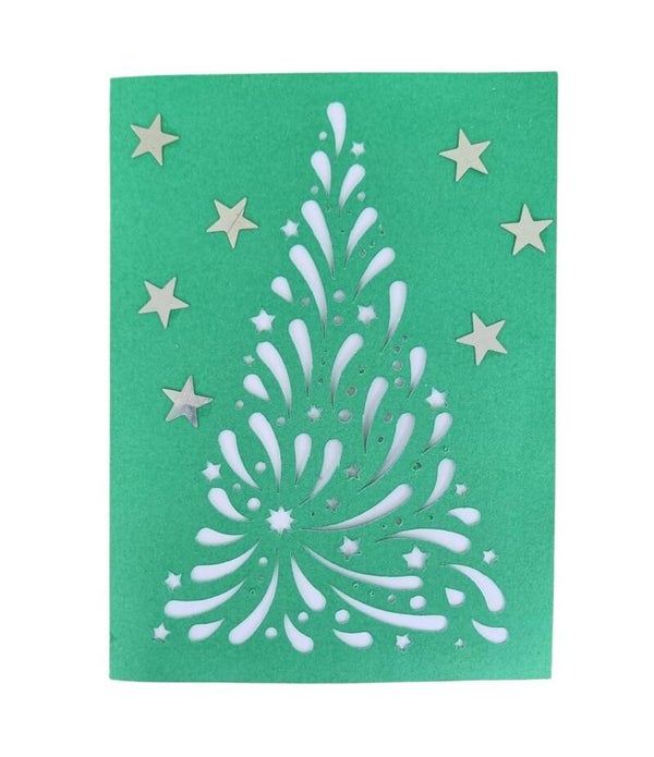 Weihnachtskarte mit filigranem Weihnachtsbaum – Grün
