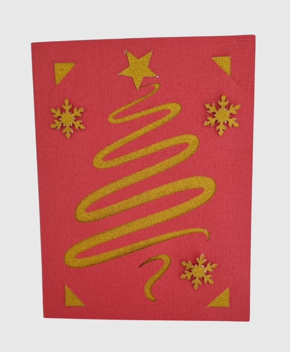 Weihnachtskarte „Goldener Weihnachtsbaum“ – handgefertigtes Unikat