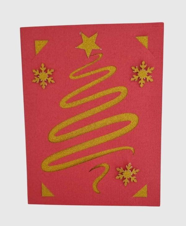 Weihnachtskarte „Goldener Weihnachtsbaum“ – handgefertigtes Unikat