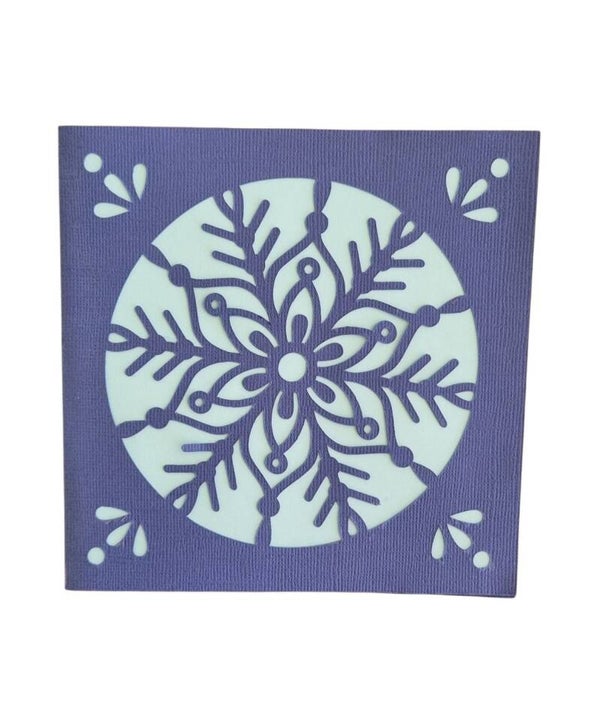 Weihnachtskarte mit grosser Schneeflocke – Violett