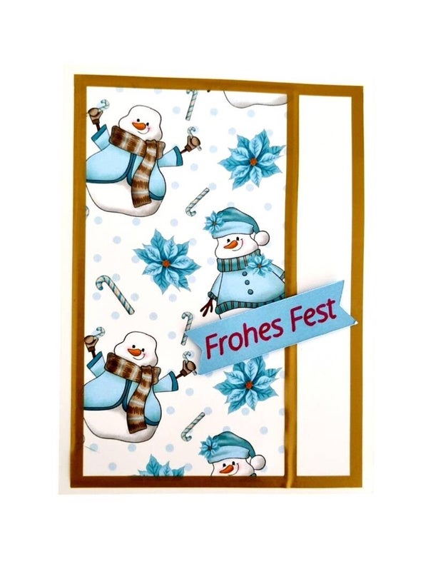 Weihnachtskarte mit Schneemännern – Frohes Fest