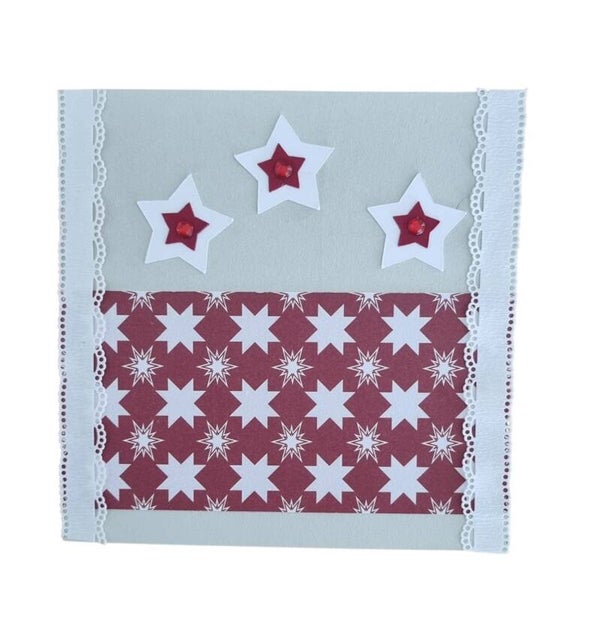 Weihnachtskarte mit Sternen – Rot und Weiss