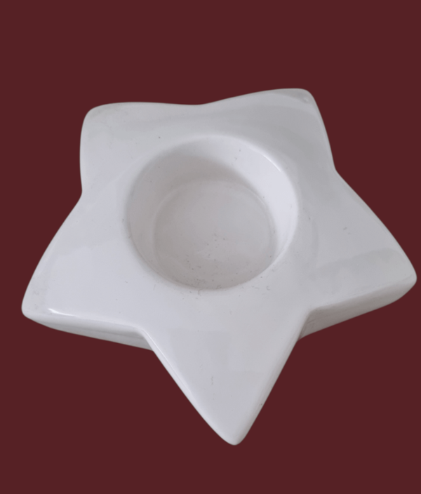 Weisser Teelichthalter Stern 11 cm | limitiert