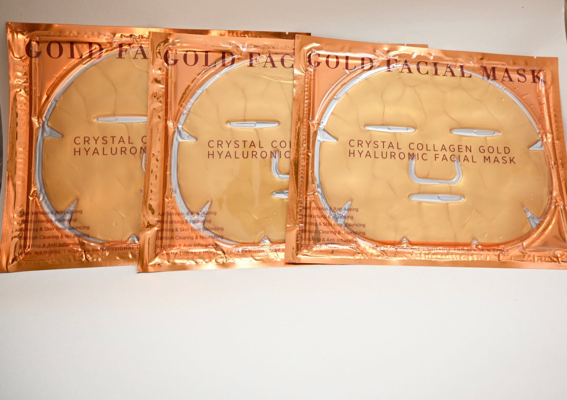 Global Collagen Face Mask Gold Anti-Aging Skin Care new 3 pieces