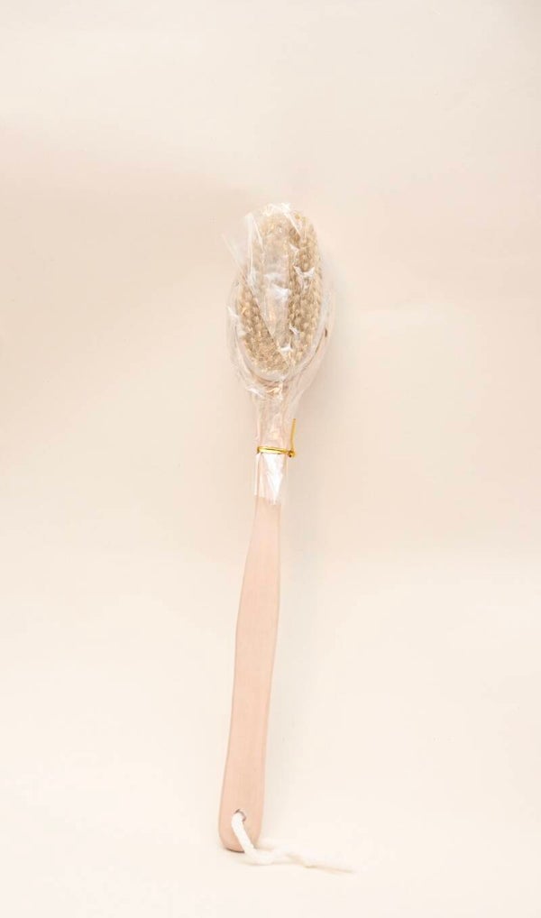 Glamza Pro Long Handle Dry Skin Body Brush For Shower Ecofriendly with Natural Bristles  New