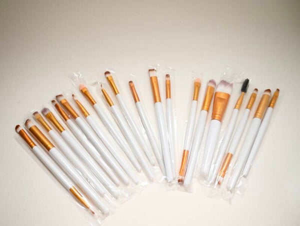 20 Pcs Eye make Up Brushes Set Cosmetic Tool Kit White