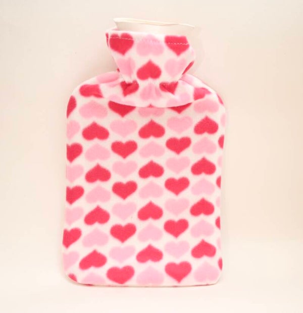 2L Hot Water Bottle With Knitted Cover Bag Soft Fluffy Rubber Winter Warmer UK