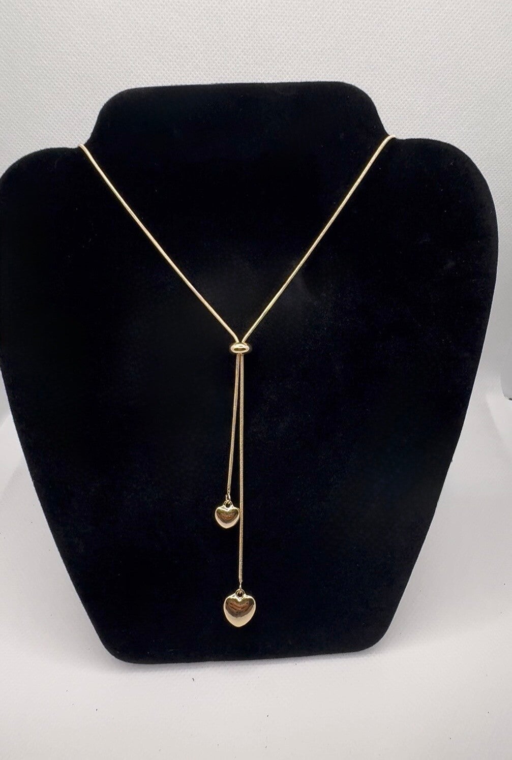 Adjustable Heart Drop Necklace – Gold, Elegant Design with Heart Charms, Perfect for Any Occasion