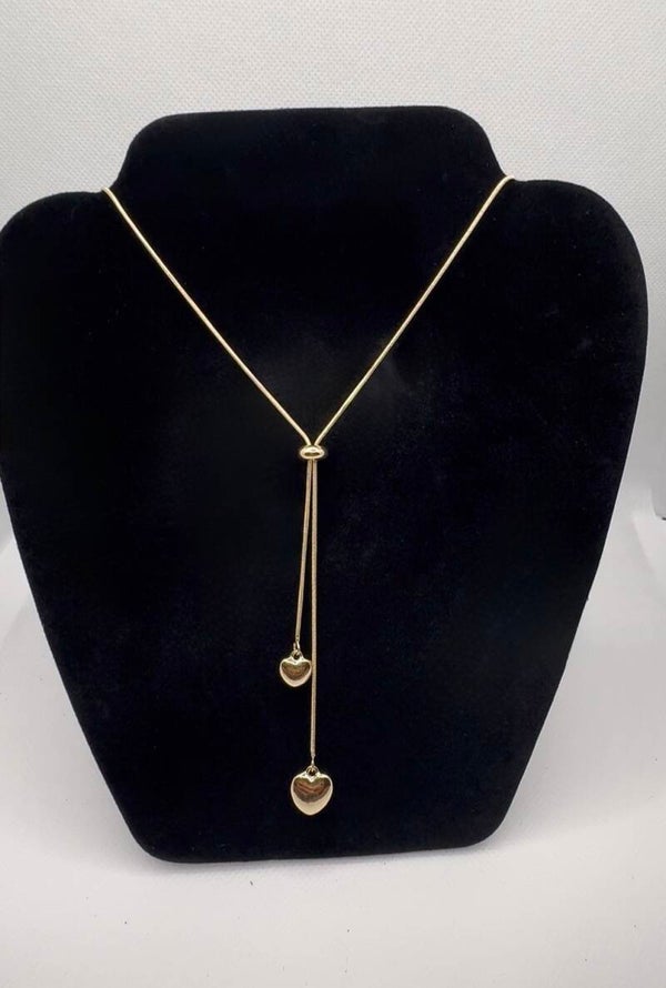 Adjustable Heart Drop Necklace – Gold, Elegant Design with Heart Charms, Perfect for Any Occasion
