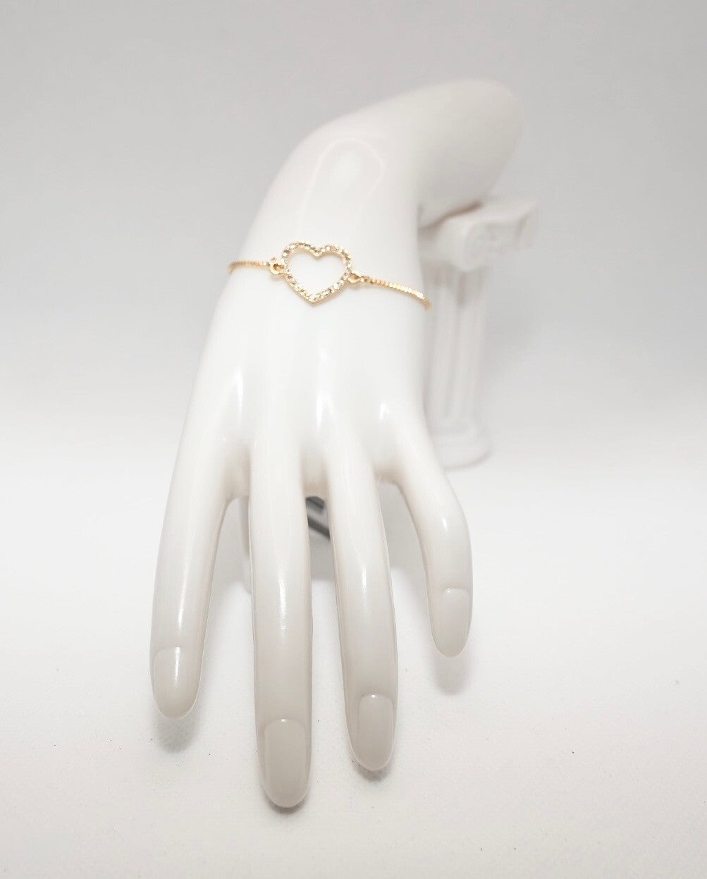 Adjustable Crystal Heart Bracelet-Gold