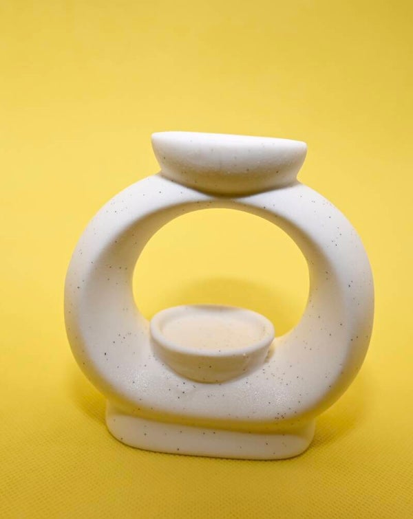 Ceramic Zen oil burner- Circle Pebble Marble effect