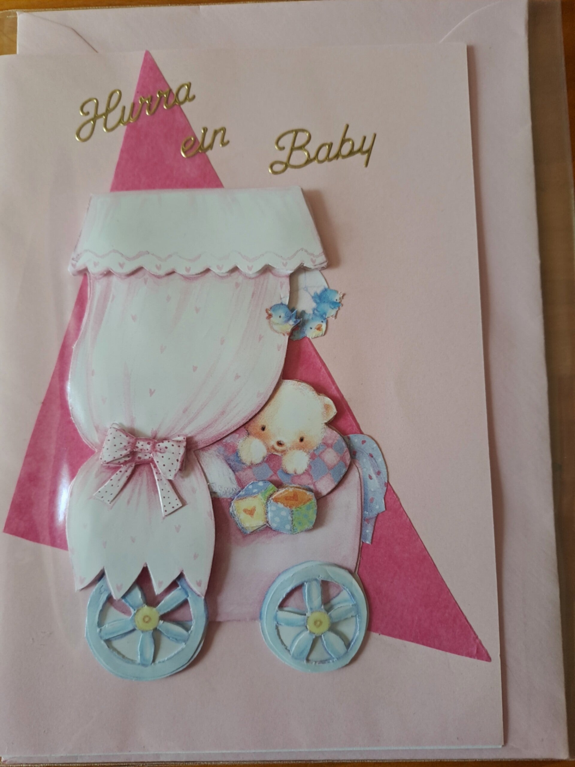 Glückwunschkarte zur Geburt in rosa