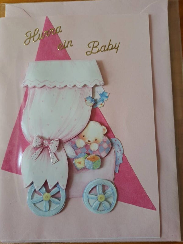 Glückwunschkarte zur Geburt in rosa