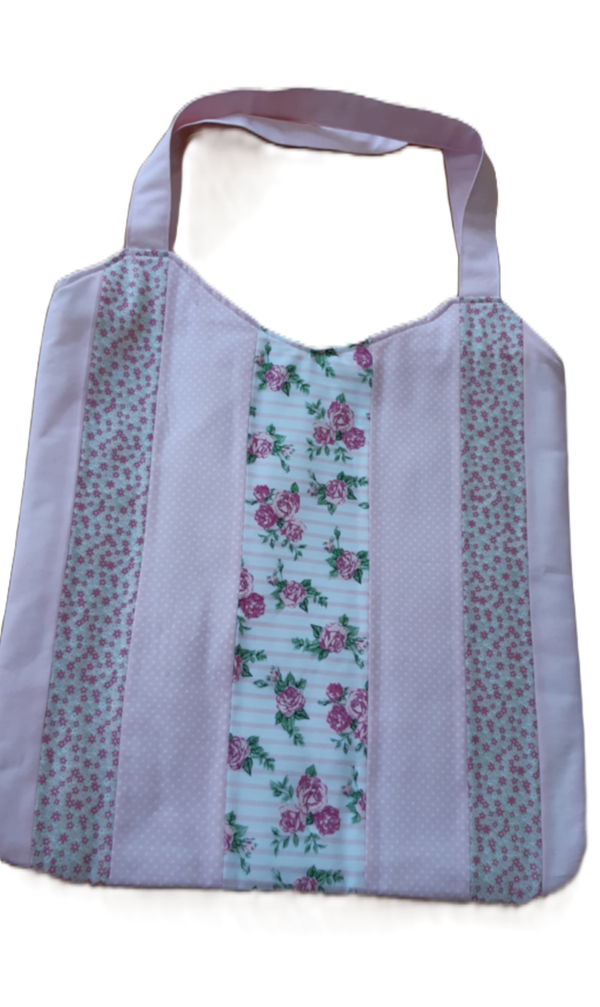 Patchwork- Baumwolltasche in Rosa