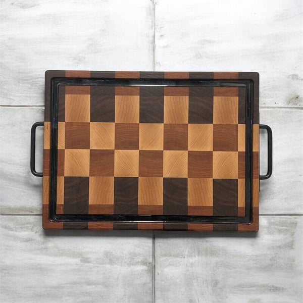 Black Walnut, Maple & Cherry end grain cutting board