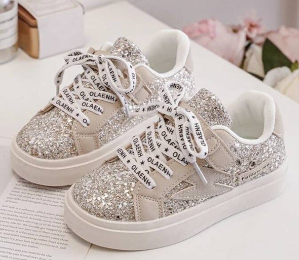 Glitter sneakers goud