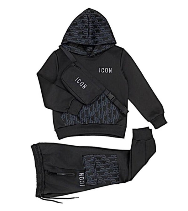 Icon Joggingset met tasje - Zwart