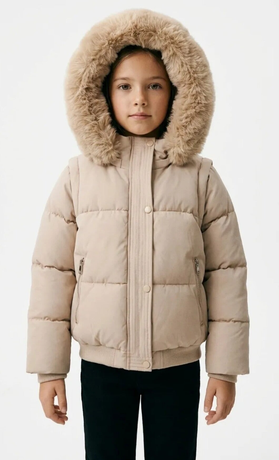 Puffer jas beige