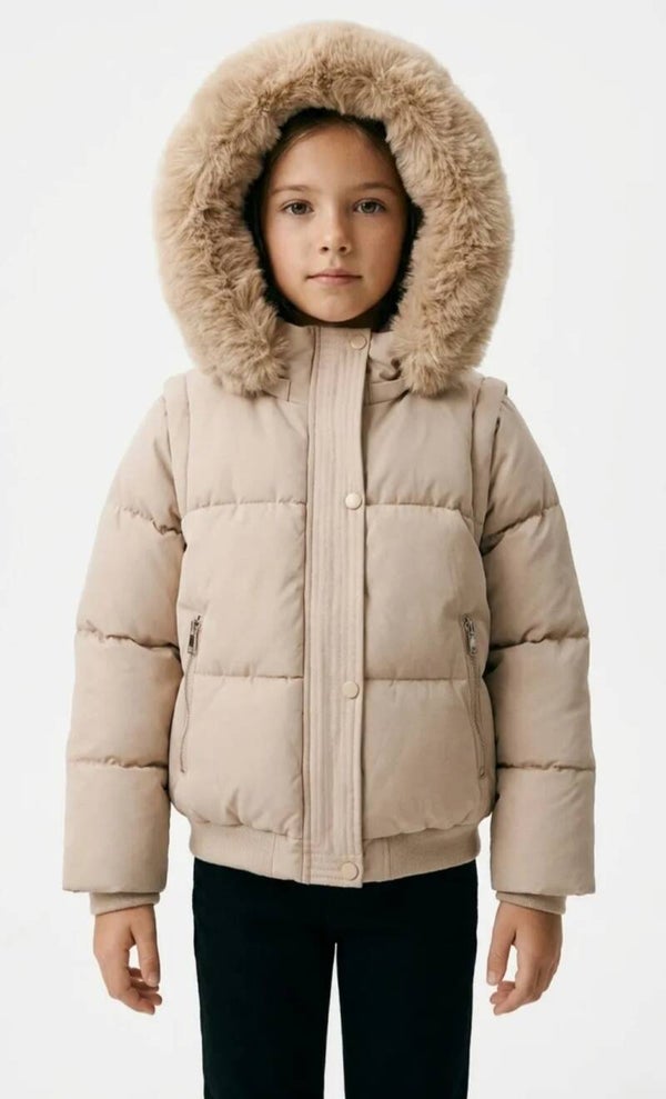 Puffer jas beige
