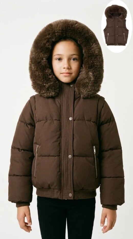Puffer jas bruin
