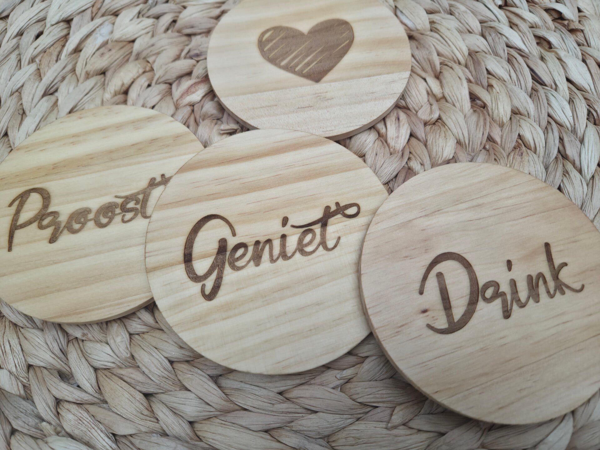 Houten onderzetters (set van 4)