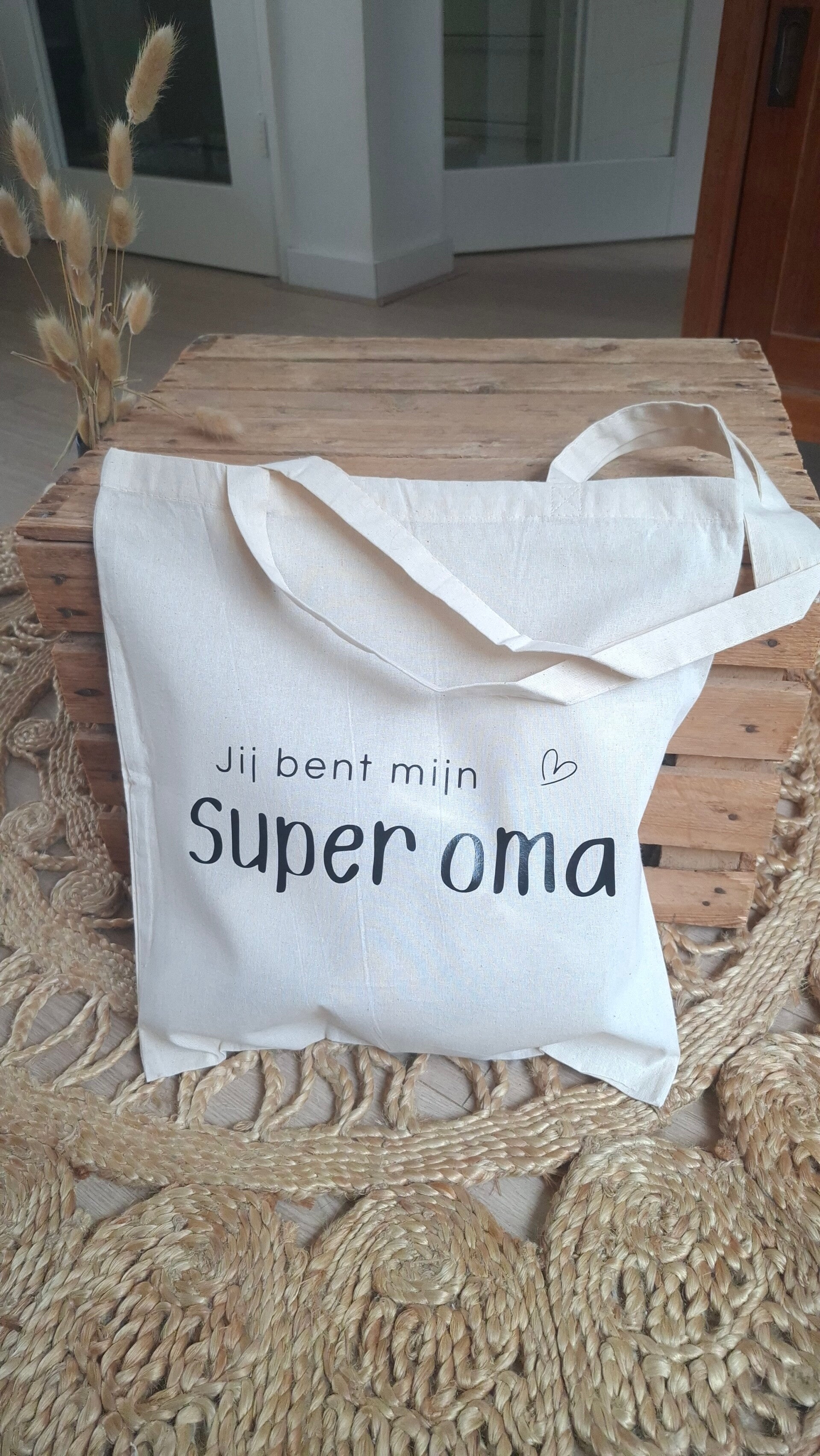 Jij bent mijn super oma (zwarte tekst) | Katoenen Tas