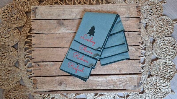 Servetten met naam Groen l Kerst