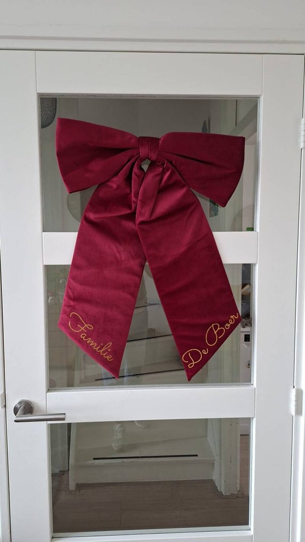 Deurstrik met familienaam ROOD l Kerst