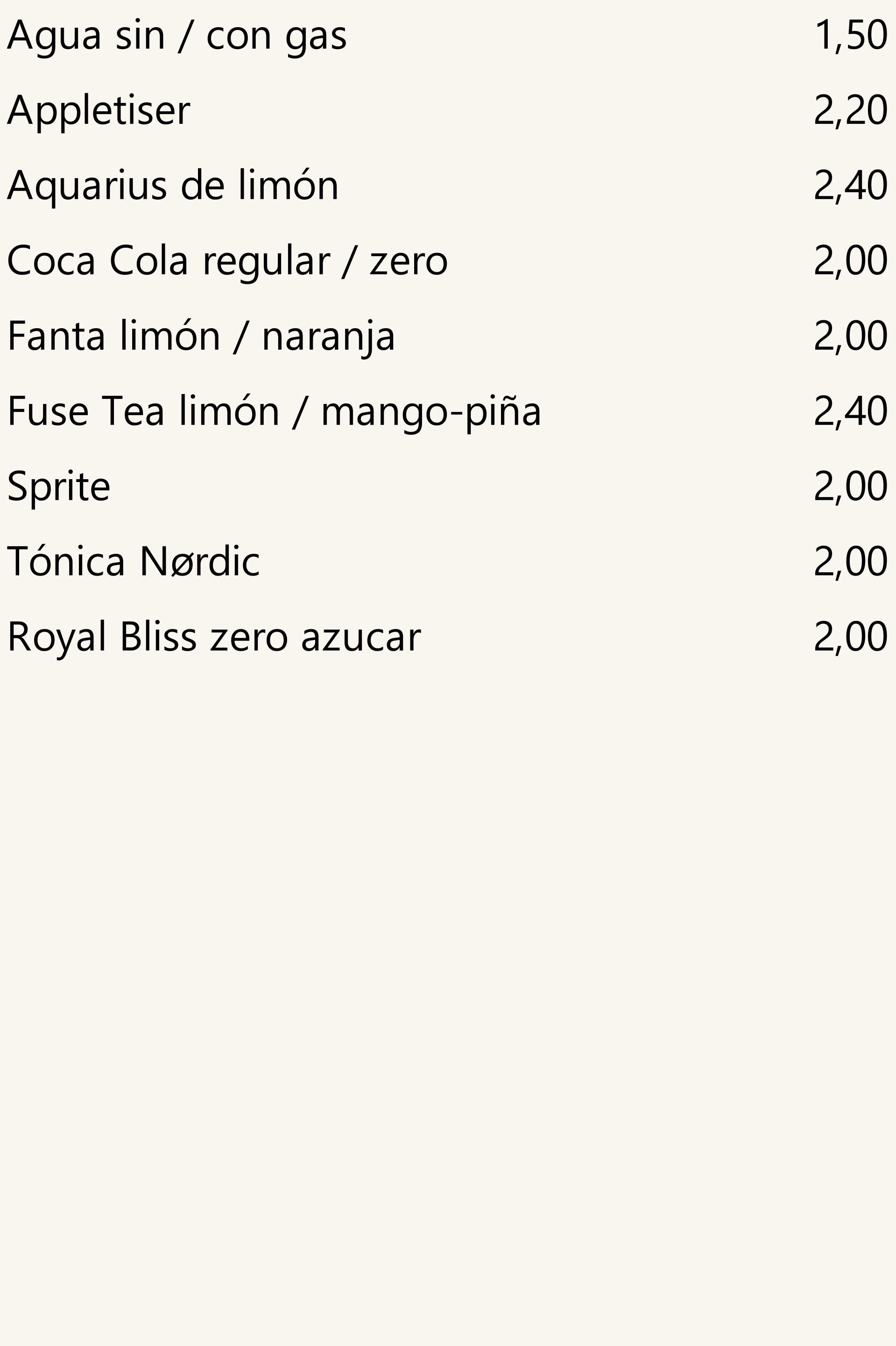 Refrescos, precios