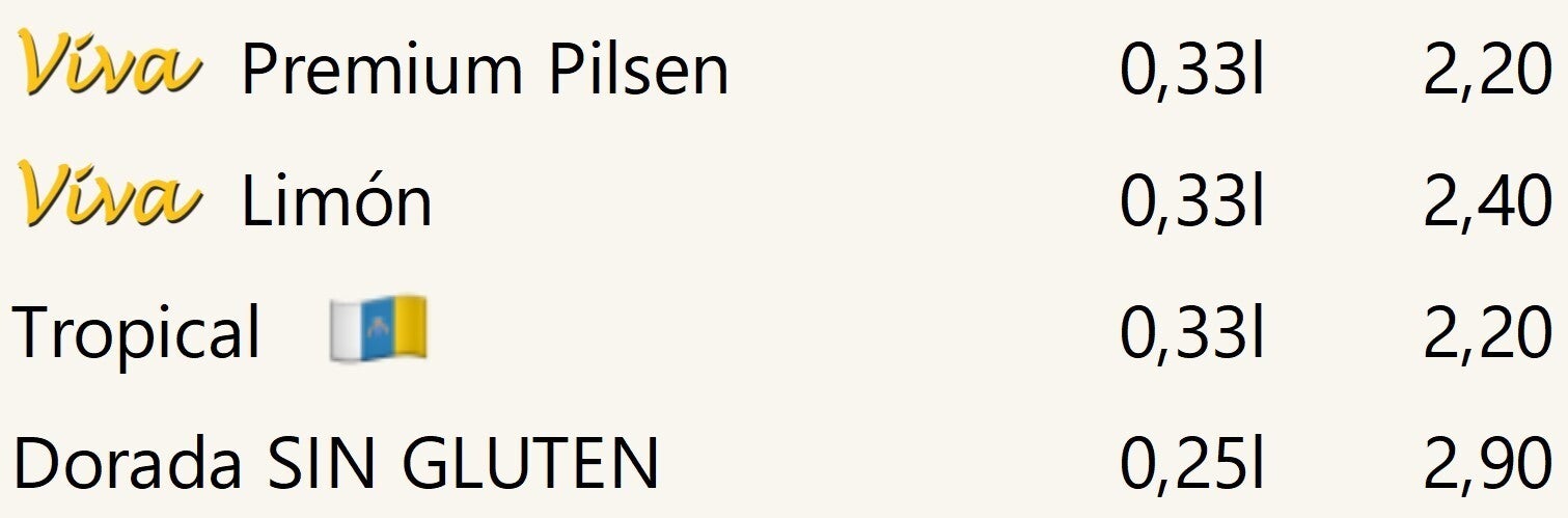 Cervezas, precios