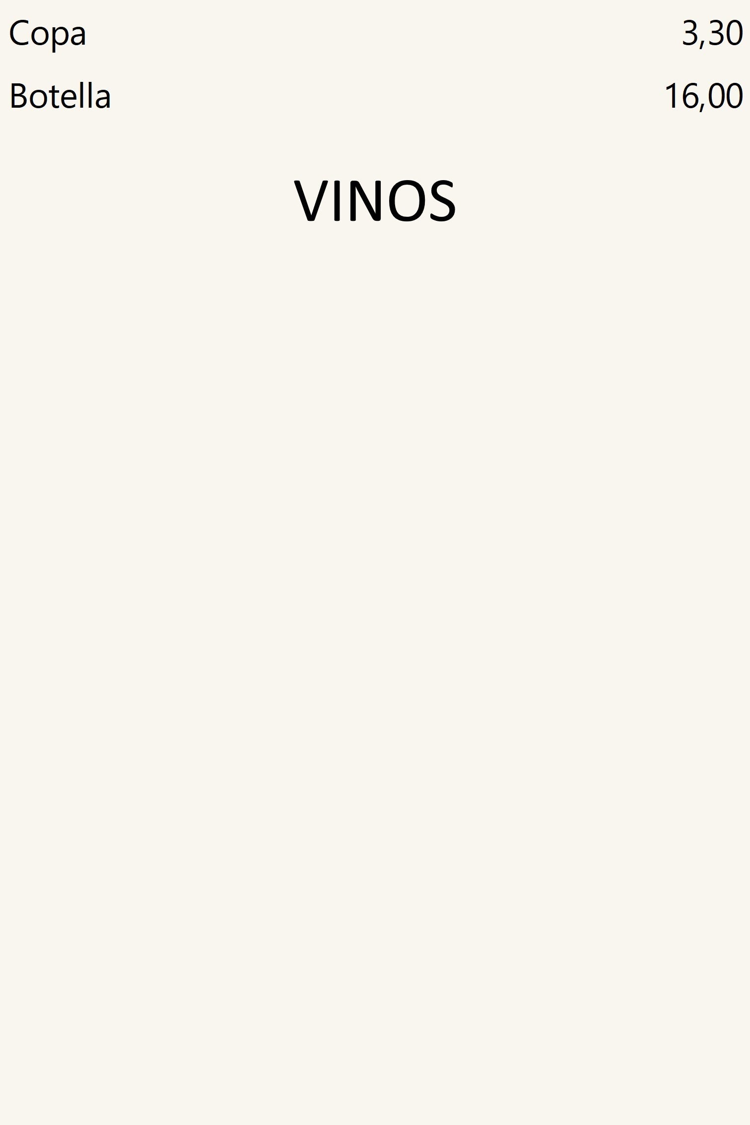 Vino tinto, precio por copa y por botella