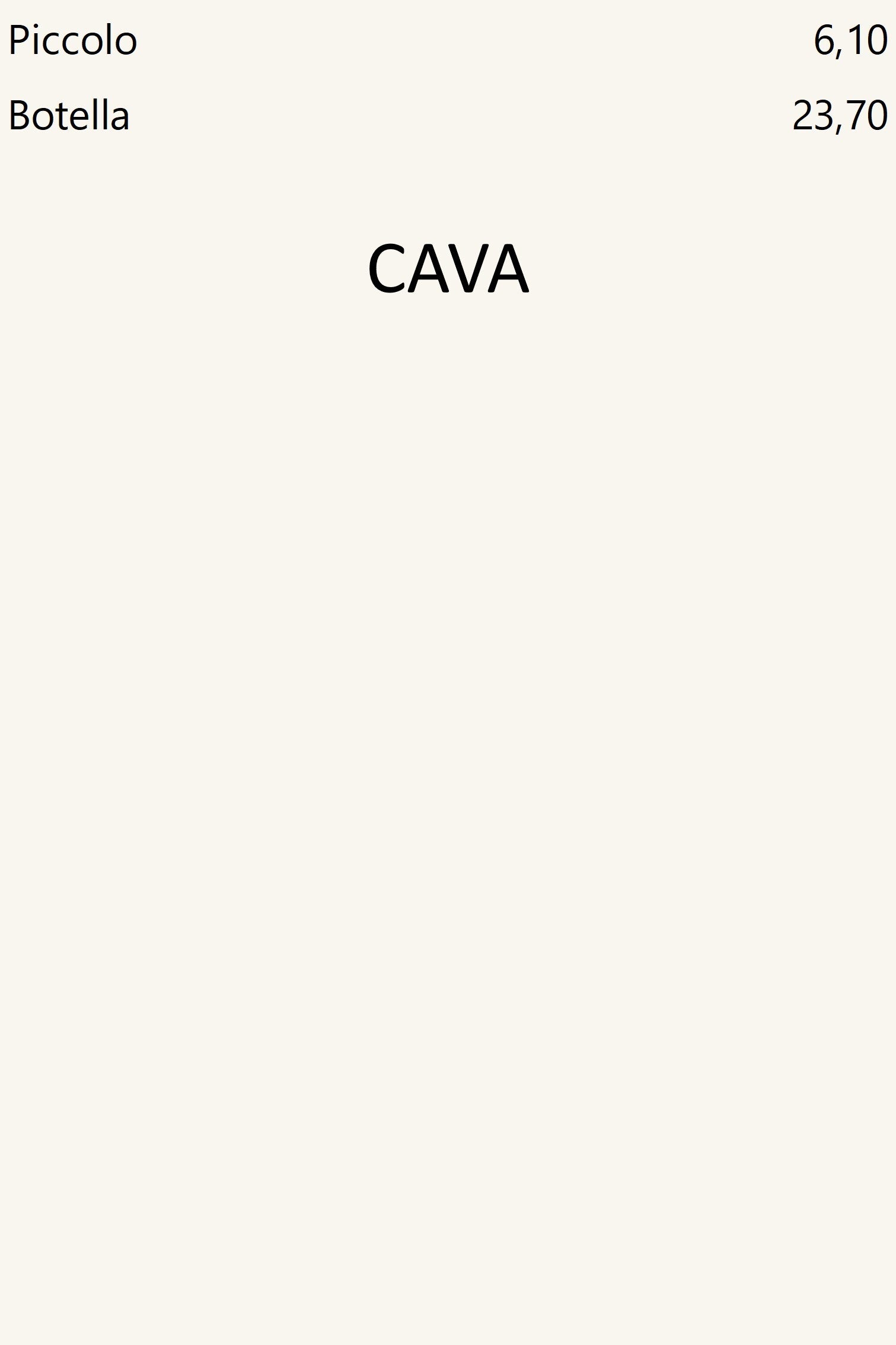 Cava, precio por copa y por botella