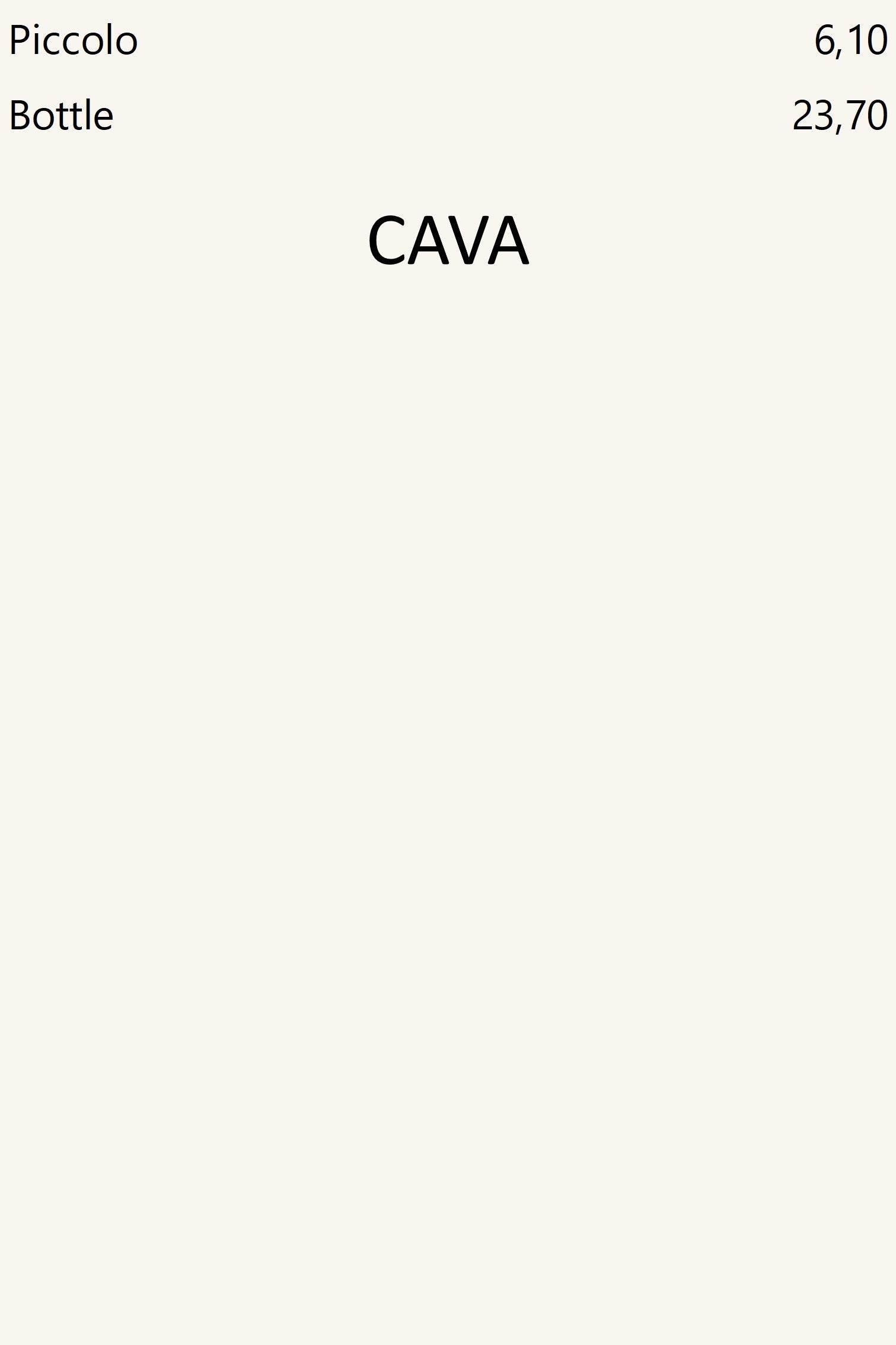 Cava, precio por copa y por botella