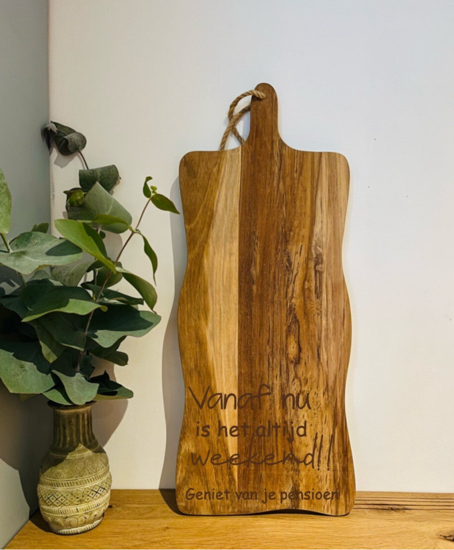 Teak houten borrelplank ribbel