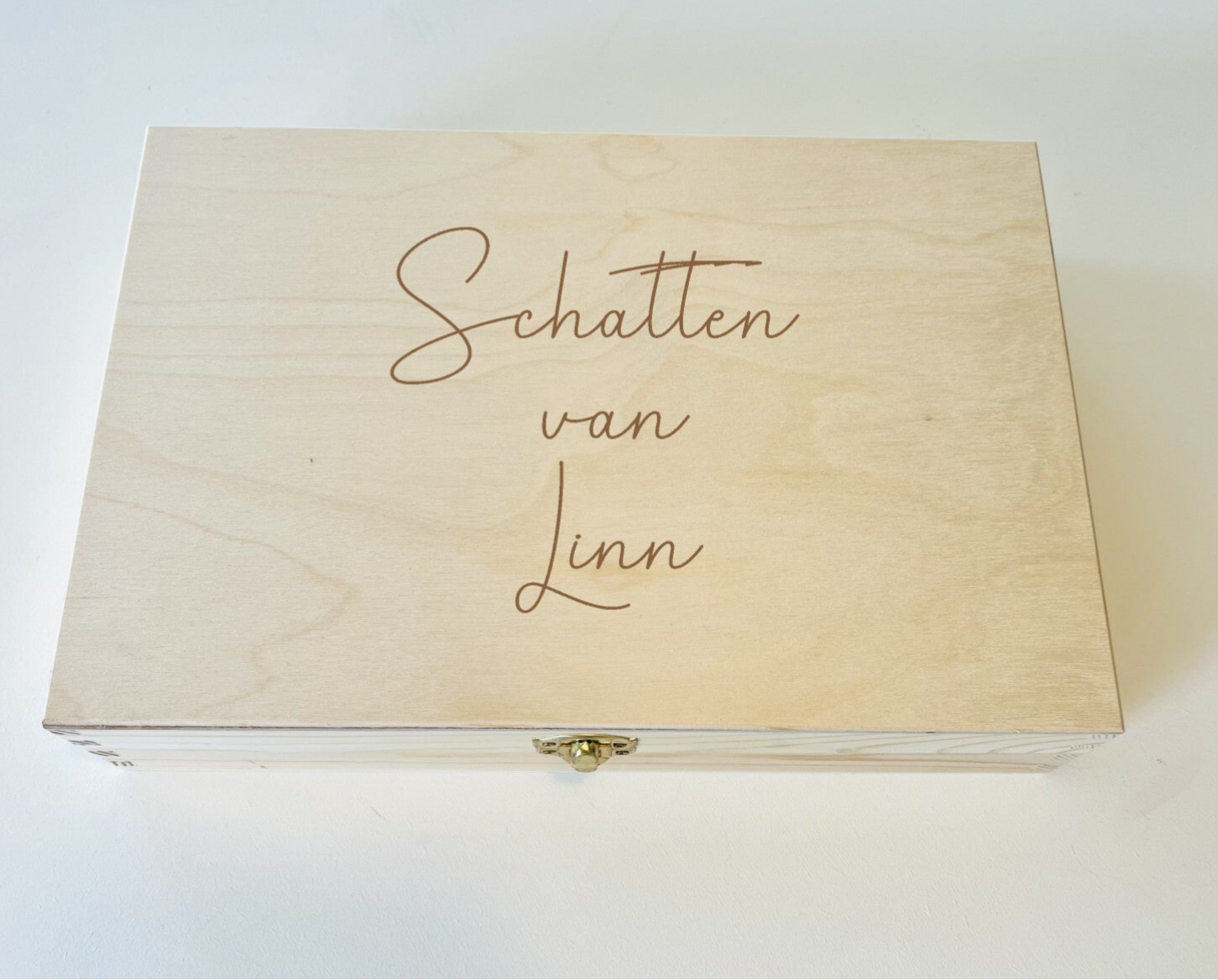Houten schatkist met naam sierlijk