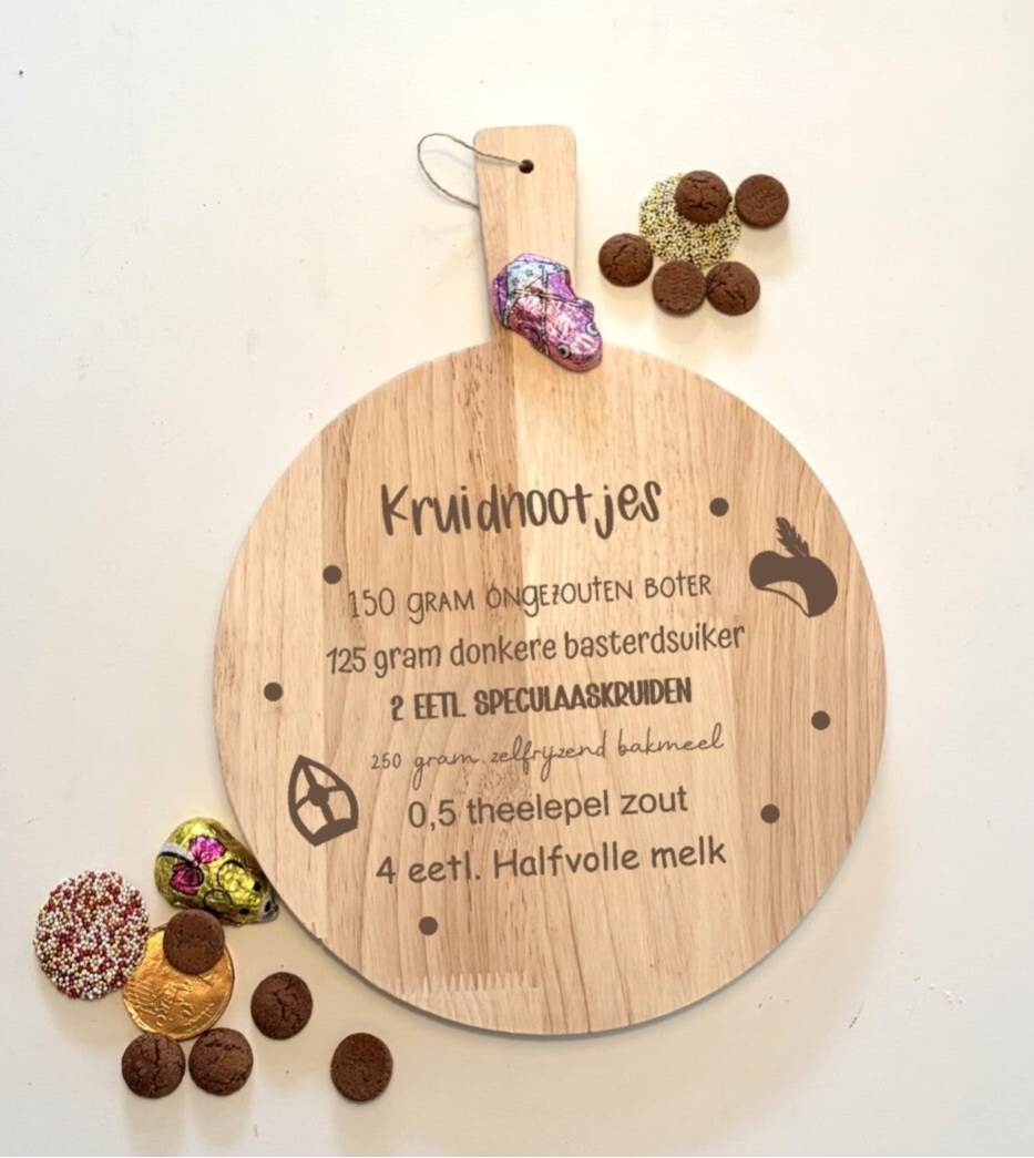 Rubber houten serveerplank kruidnootjes