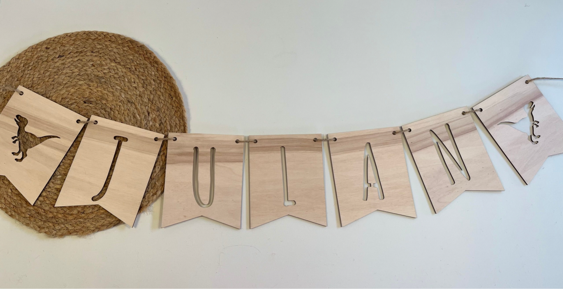 Houten naam slinger 2 punt