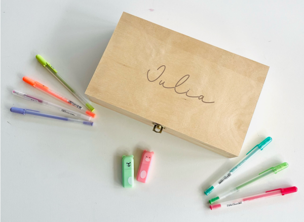 Houten tekendoos met naam