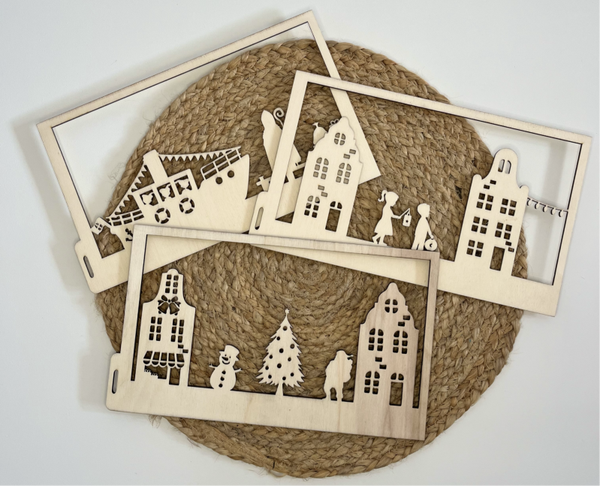 Houten lamp extra silhouet feestdagen