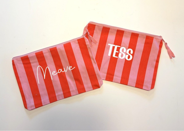Toilettas/ etui met naam litchi poppy red