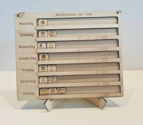 Weekplanner Hout inclusief 47 pictogrammen